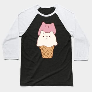 Cute Ice cream cat strawberry and vanilla Baseball T-Shirt